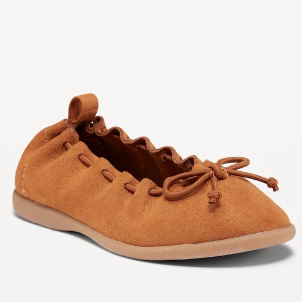 Old Navy Ballet Flat Shoes NEW with TAGS faux suede brown size 6 kids shoes